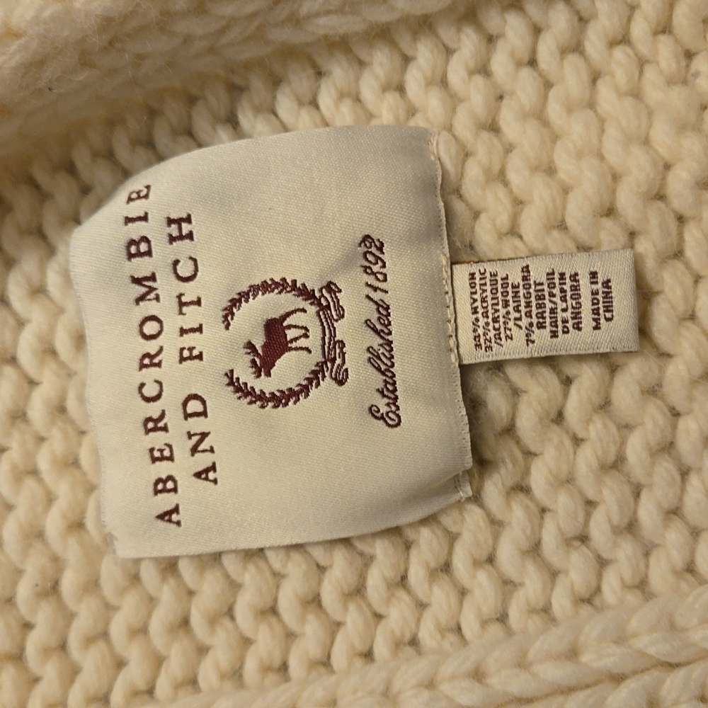 ABERCROMBIE AND FITCH ANGORA BLEND SCARF KNIT CREAM 80" - Picture 2 of 8